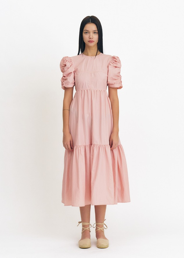 달리아 퍼프 슬리브 맥시 드레스 Dahlia Puff Sleeve Maxi Dress - Rose Pink