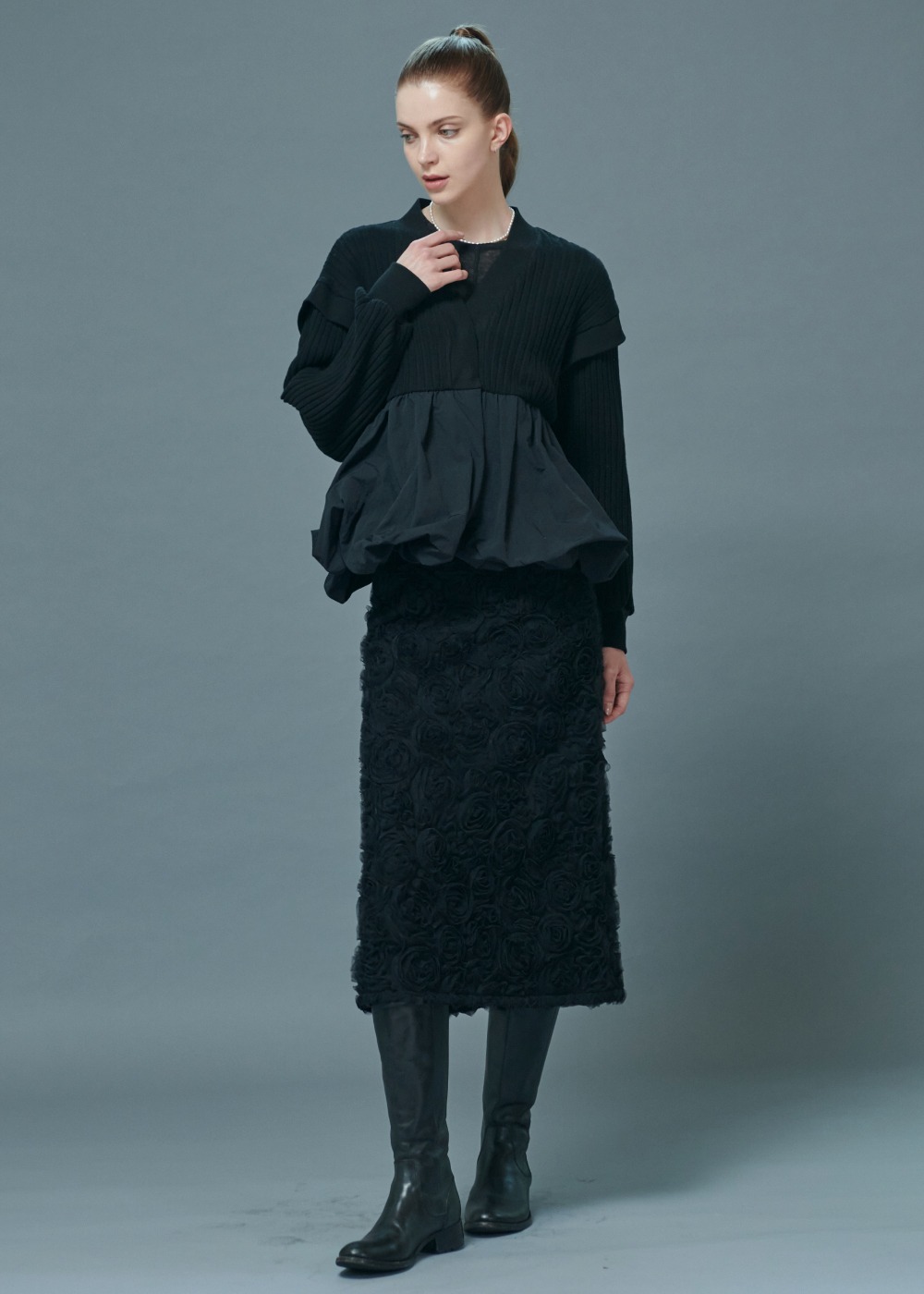페탈 튤 스커트 Petal Tulle Skirt - Black