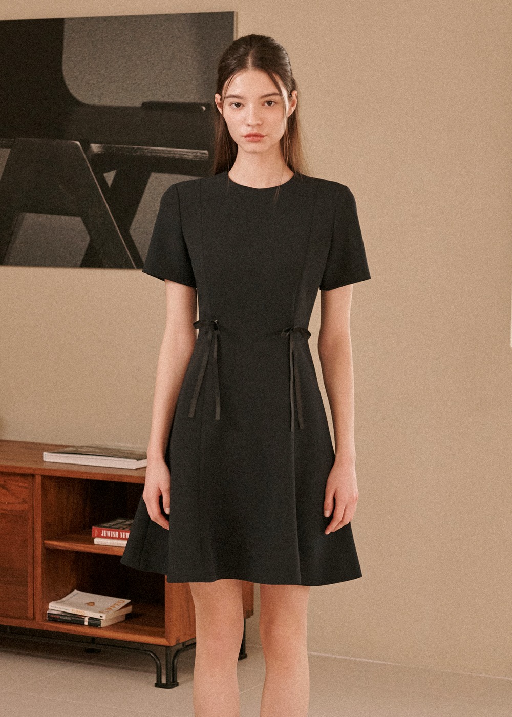 [프리오더 15%할인, 5/10일 배송] 세실 하프 슬리브 숏 드레스 Cecile Half Sleeve Dress - Black